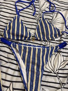 Striped Bikini Set with Pants