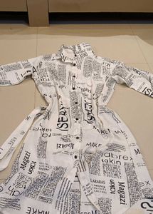 Chic Newspaper Print Shirt Dress
