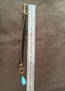 Turquoise and leather band bracelet