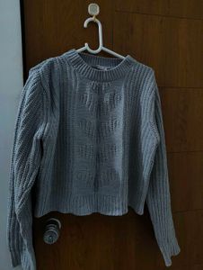 Light Gray Textured Knit Sweater