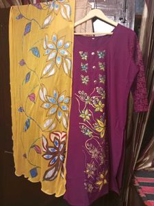 Purple Kurta with Dupatta Set