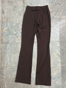 Brown Ribbed Flare Leggings - High waisted