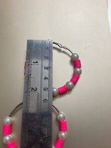 Pink Fimo Earring With White Beads