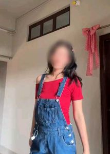 Stylish Denim Overalls with Red Top