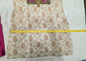 Beautiful Cream &amp; Pink Kurta Set