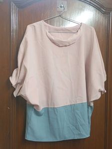 Chic Two-Tone Batwing Sleeve Top