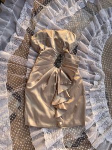 Elegant Gold Strapless Cocktail Dress