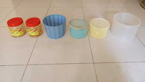 Six Assorted Plastic Containers