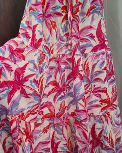 Chic Tropical Print Tiered Skirt