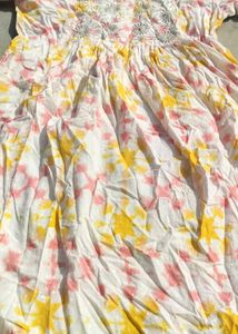 White Base Multi Coloured Tye nd Dye Pattern Kurti