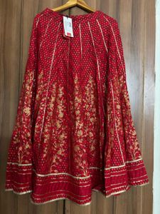 🆕W Red &amp; Gold Print Ethnic Skirt/ Lehenga