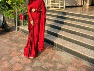 Vibrant Red Silk Saree
