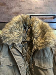 H&amp;M Jacket Coat Divided H&amp;M Hunter Green Hooded Ja