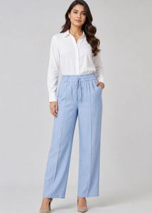 Light Blue Elastic Waist Pants