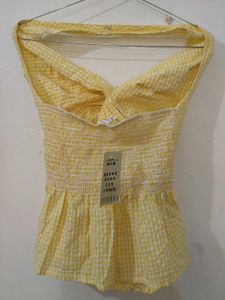 Yellow Gingham Halter Top