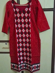 Red Embroidered Kurta