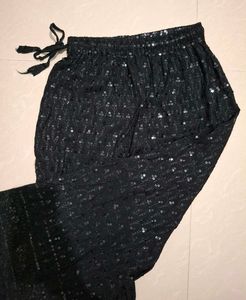 Black Sequins Palazzo Pants | Size S