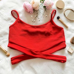 Vibrant orange Crinkle Crop Top