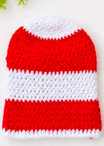 🧶Handmade Crochet Baby Beanie – Red &amp; White