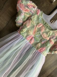 Pastel Tulle Dress with Floral Appliques