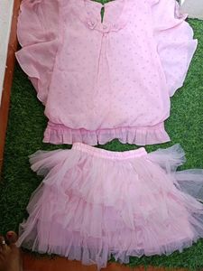 Cute Pink Top & Skirt Set