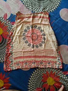 Women's Sleeveless Printed Cotton Top | Cream, Red