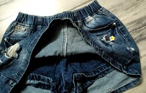 🍃🤎Y2K FORAL DENIM SHORT SKIRT(SKORT)