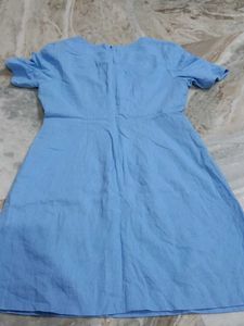 Light Blue A-Line Short Sleeve Dress