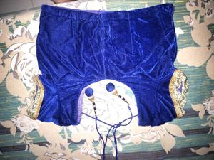 Blue Velvet Embellished Top