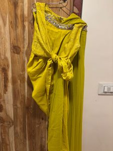 Vibrant Yellow Ethnic Draped Saree