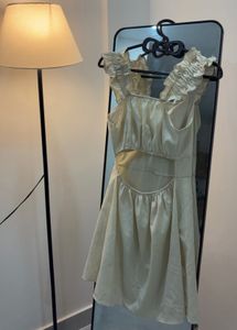 Cream Bow Detail Backless Mini Dress