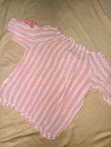 Pink Striped Off-Shoulder Top🩷