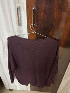 Maroon Ribbed Knit Sweater