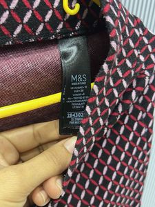 M&amp;S Stylish Maroon Geometric Pattern Pants