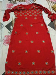 Red Colour Kurta With Embroidery