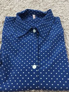 Blue Polka Dot Button-Up Shirt