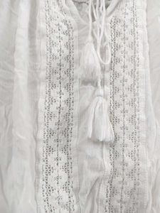 Boho White Off-Shoulder Tassel Top