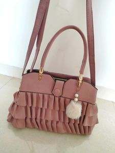 Fancy Hand /Shoulder Bag/Purse With Poppom &amp; Strap