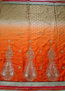 New stunning orange and beige saree🍋‍🟩