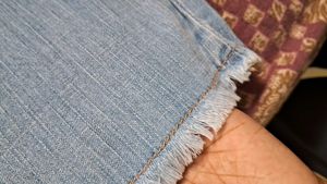 Light Wash Frayed Denim Jeans