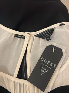 GUESS - Elegant Black Sheer Sleeve Dress, size 6