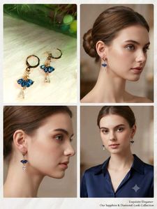 Elegant Blue Sapphire &amp; Crystal Drop Earrings