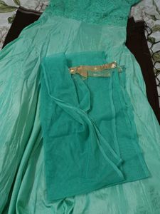 Aqua Blue Heavy Silk Gown