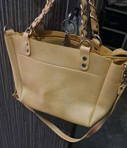 Stylish Cream Chain Handle Handbag