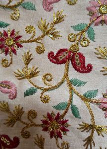 Embroidered Clutch with Golden Handle