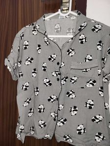 Cute Panda Print night shirt, Size-L