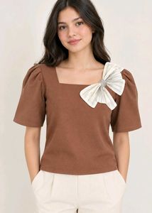 brown crop top with bow