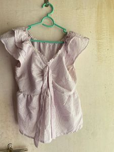Cute Ruffled Sleeve Peplum Top