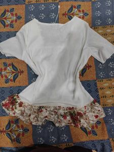 White Embroidered Floral Whimsical Top