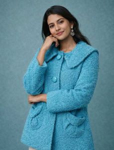 Cute Blue Button-Down stylish Coat for winter